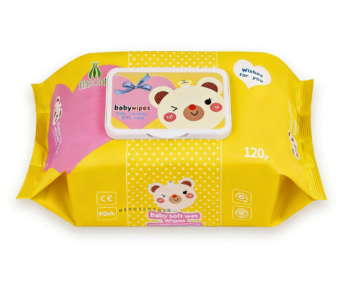 120pcs OEM Wholesale Ansont Sensitive Skin Baby Household Lemon Fragrance Wet Wipes Soft Natural Alcohol-Free Non-Woven Cleaning