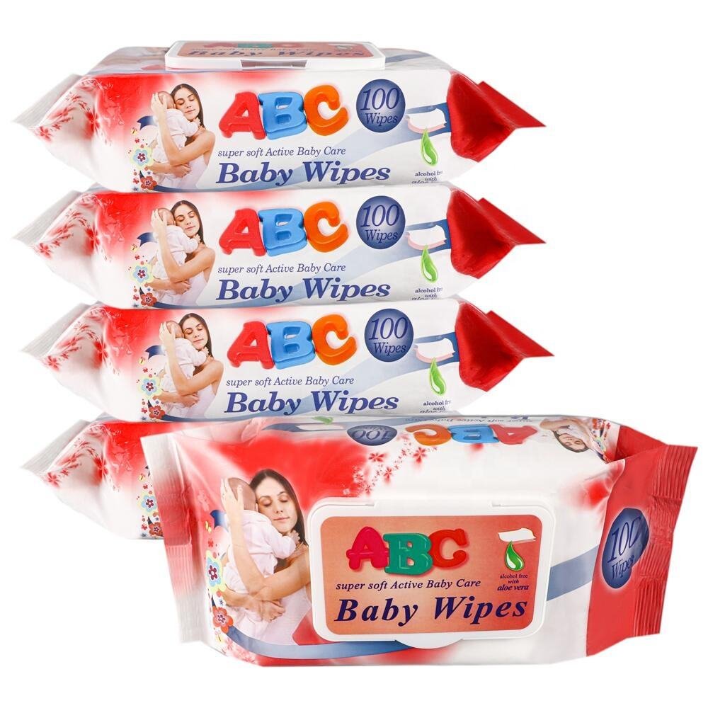 China Manufacturer Customized 100 Pcs Moisturizing Soft Promotional Baby Wipes ABC Cheap Non-Woven Various Sizes