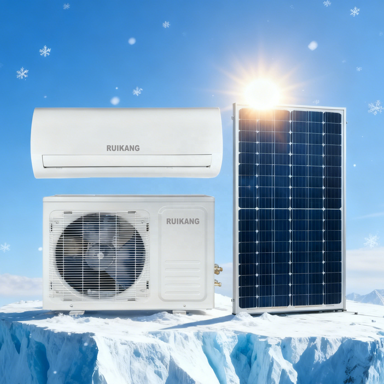 Solar Split Air Conditioner DC Inverter 12000BTU Energy Efficient Cooling Appliance Quiet Operation Household Commercial Spaces