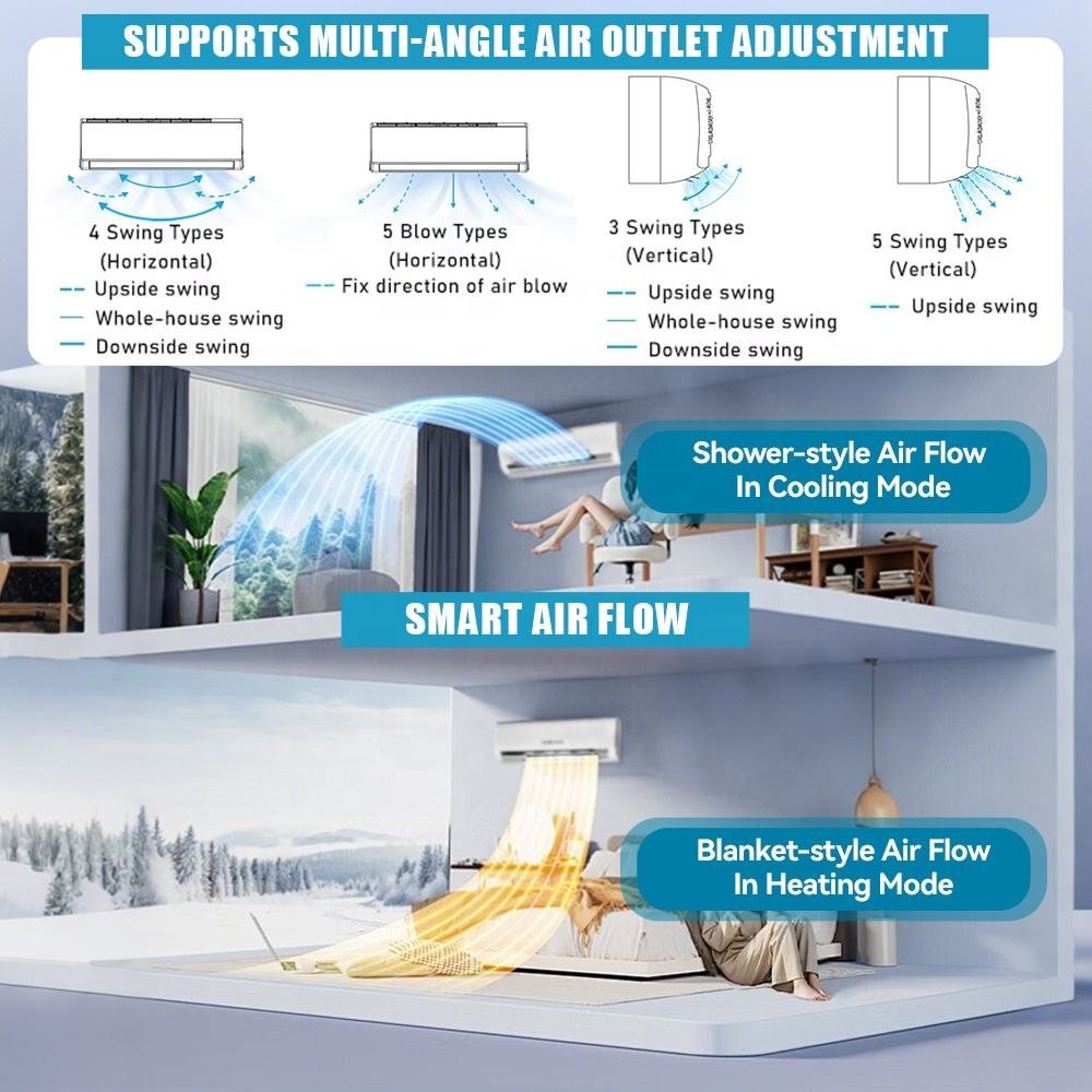 China Hybrid Solar Air Conditioner 12000BTU Grid Split System DC Unit Electricity Cooling Heating High Efficiency Household Use