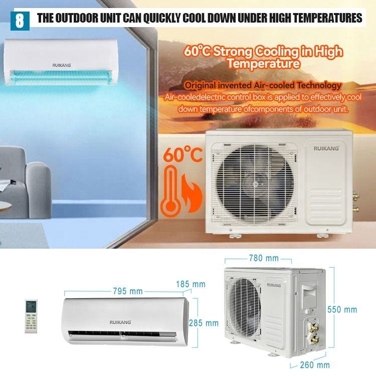 China Hybrid Solar Air Conditioner 12000BTU Grid Split System DC Unit Electricity Cooling Heating High Efficiency Household Use