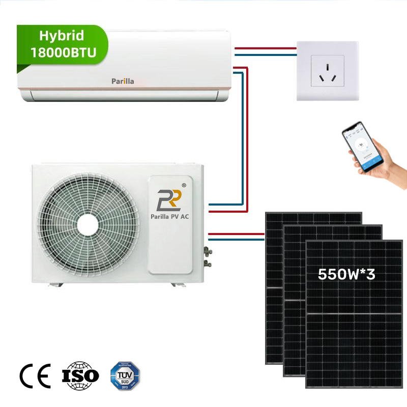 CE Certified 18000BTU Hybrid Solar Air Conditioner 9000BTU 12000BTU 24000BTU Solar Split Air Conditioners for Global