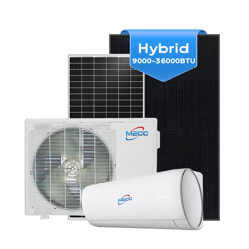 Portable 9000Btu 12000Btu 18000Btu 24000Btu Solar Split Air Conditioner Off the Grid on Grid Ac Dc Hybrid With Solar Panels