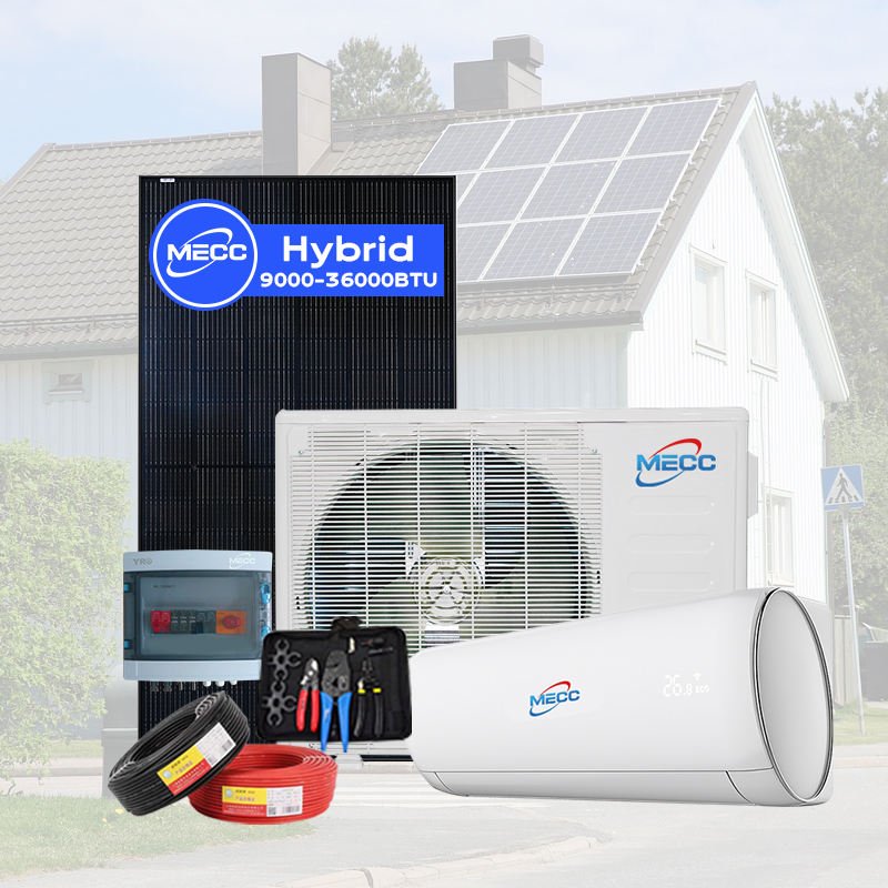 Portable 9000Btu 12000Btu 18000Btu 24000Btu Solar Split Air Conditioner Off the Grid on Grid Ac Dc Hybrid With Solar Panels