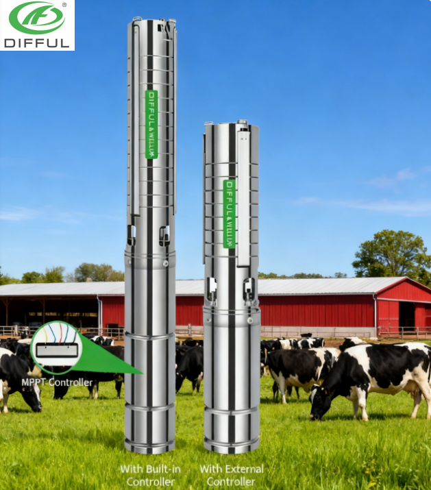 3-Year Warranty 2 HP High Pressure Solar Powered MPPT Brushless DC Motor Water Pump Built-in Controller Stainless Steel Impeller