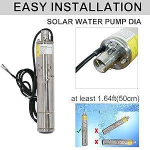 3 Inch Brushless DC Motor Solar Irrigation Water Pump with Stainless Steel Impeller Low Pressure 48V 3m Cable