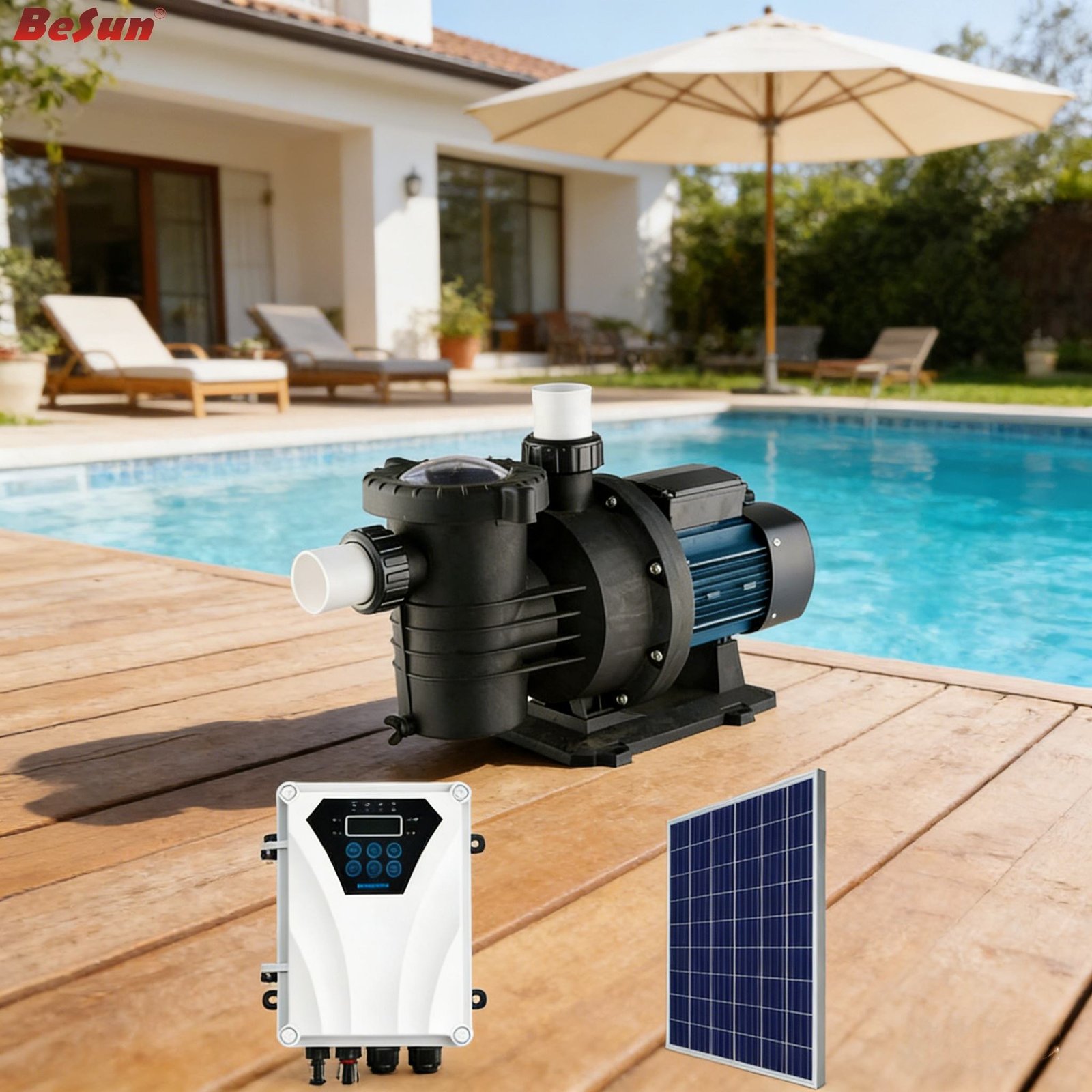 BESUN BY-DCPP-1100W OEM Solar Swimming Pool Pump DC Motor Single Stage 2-Year Warranty for Pool Application
