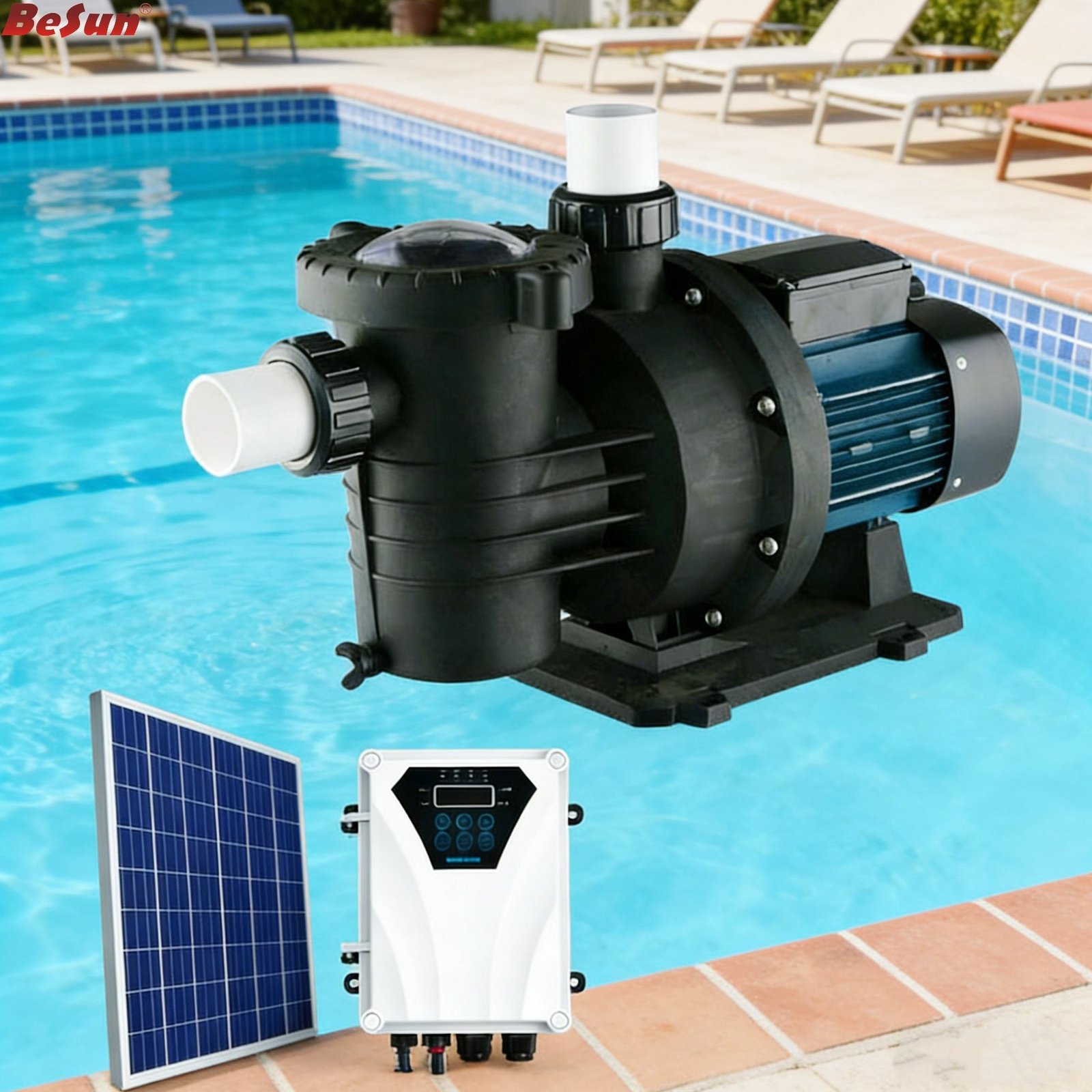 BESUN BY-DCPP-1100W OEM Solar Swimming Pool Pump DC Motor Single Stage 2-Year Warranty for Pool Application