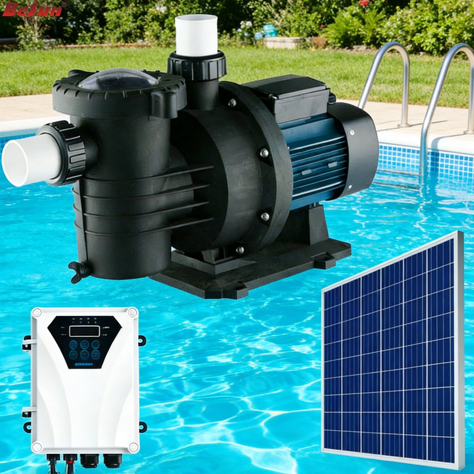 BESUN BY-DCPP-1100W OEM Solar Swimming Pool Pump DC Motor Single Stage 2-Year Warranty for Pool Application