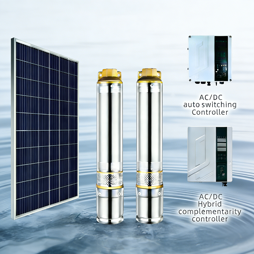 4SD 2HP BESUN High Pressure 4 Inch Solar ACDC Motor Stainless Steel Agriculture Deep Well Submersible Water Pump for Irrigation