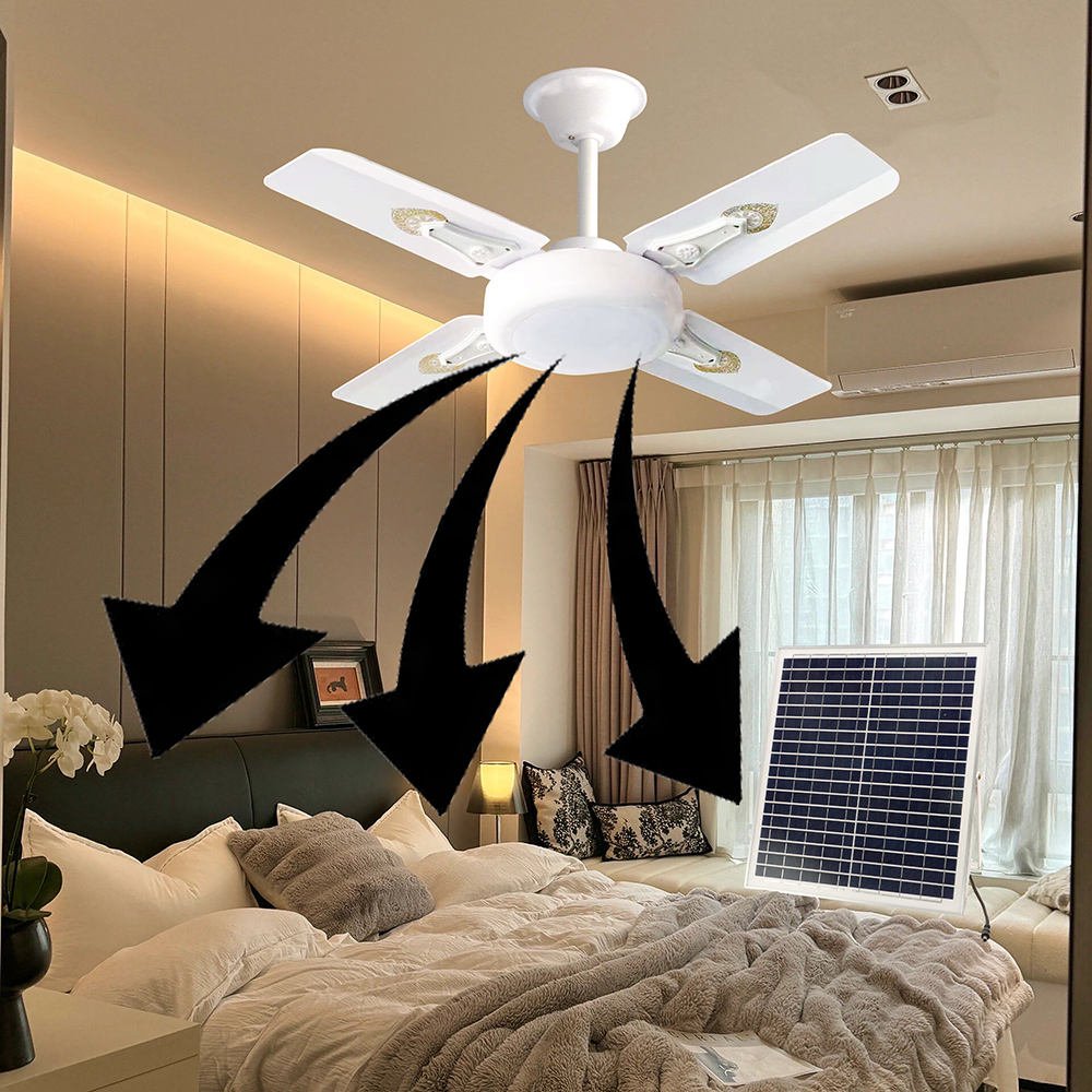 AC/DC Solar Ceiling Fan 24 Inch BLDC Motor Emergency Led Light Electric Ceiling Fan for Home with Remote Control