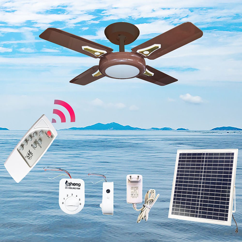 Solar AC/DC Ceiling Fan 24 Inch BLDC Motor Emergency Led Light Electric Ceiling Fan for Home with Remote Control