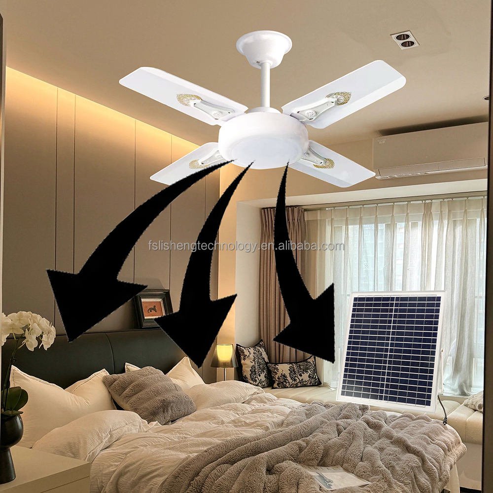 Solar AC/DC Ceiling Fan 24 Inch BLDC Motor Emergency Led Light Electric Ceiling Fan for Home with Remote Control