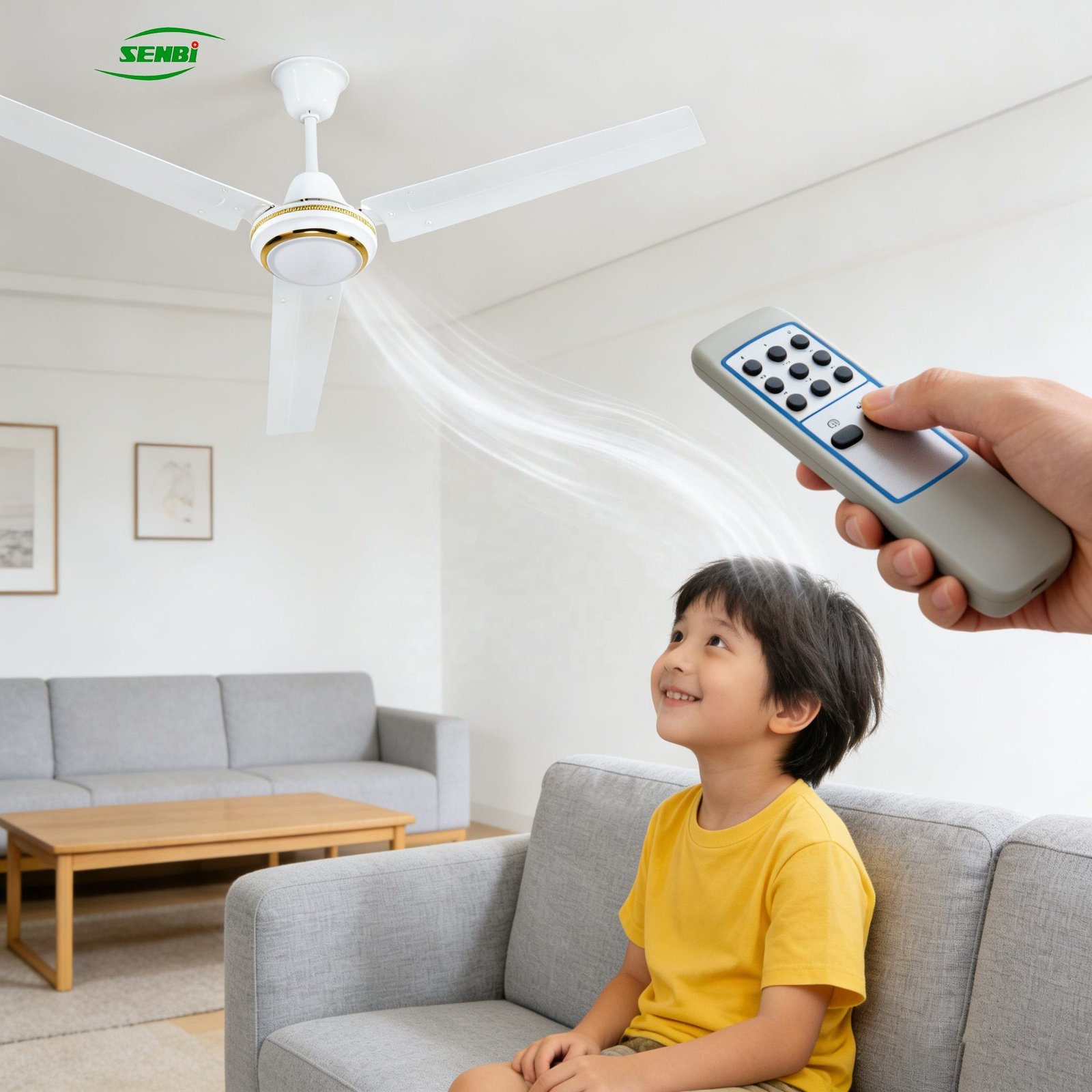 56 Inch DC Ceiling Fan with 3 Blades 5 Speeds BLDC Motor Solar/Electric Powered for Commercial & Household Use