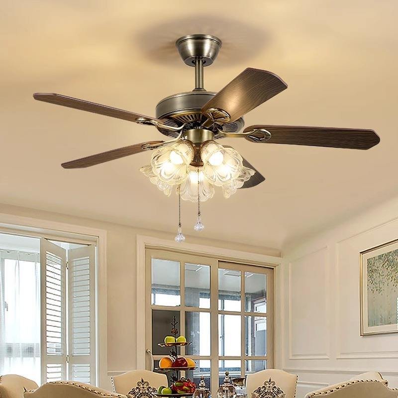 Solar DC Ceiling Fan 30W 12V with Remote Controller Metal Five Blades Battery/Electric Powered Low Noise Air Cooling Fan