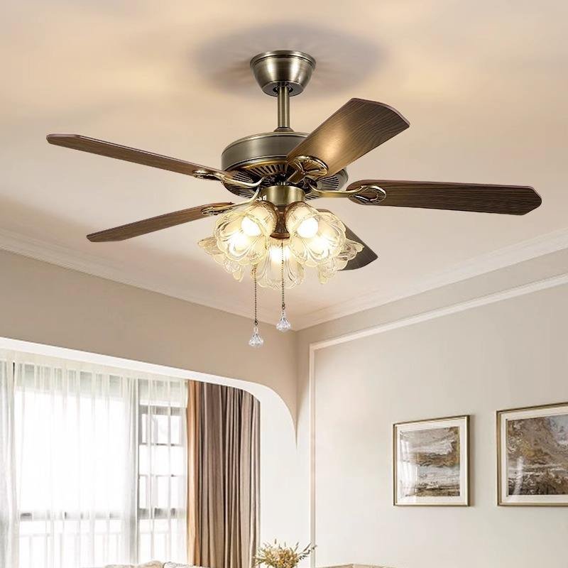 Solar DC Ceiling Fan 30W 12V with Remote Controller Metal Five Blades Battery/Electric Powered Low Noise Air Cooling Fan