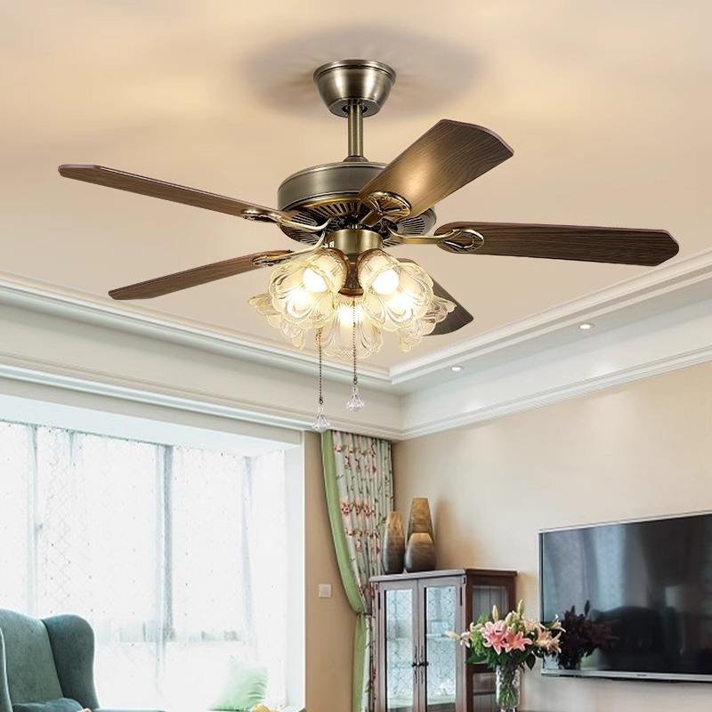 Solar DC Ceiling Fan 30W 12V with Remote Controller Metal Five Blades Battery/Electric Powered Low Noise Air Cooling Fan