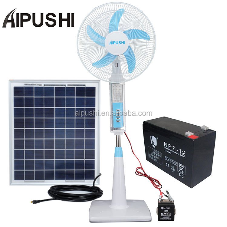 Wholesale Oem Household Electric 16 Inch Rechargeable Solar Battery Ac Dc Standing Fan with Led Light and Usb Port