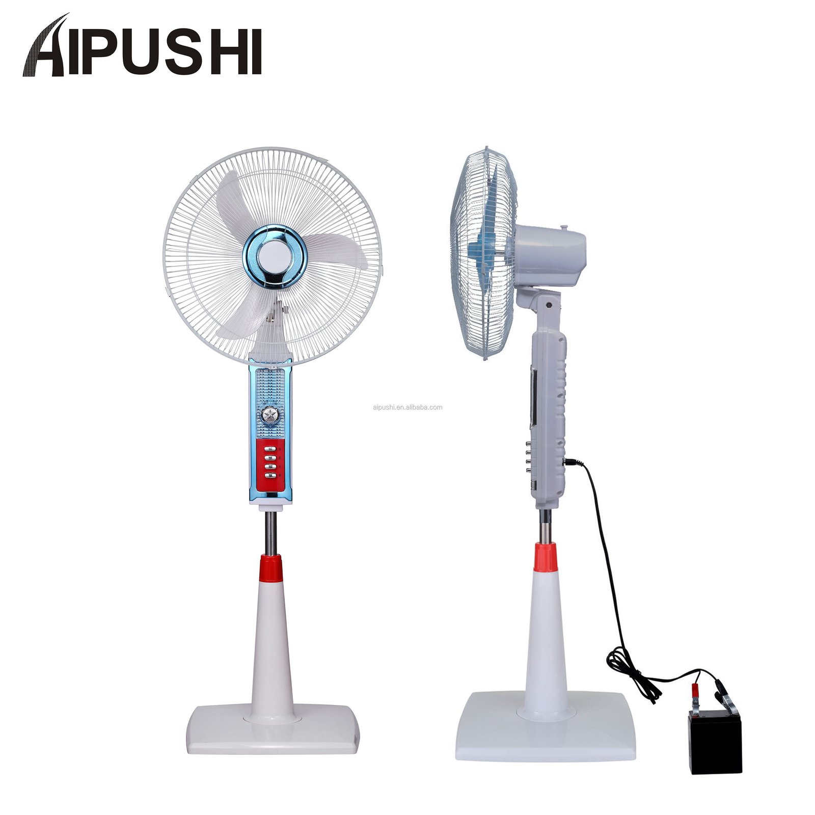 Wholesale Oem Household Electric 16 Inch Rechargeable Solar Battery Ac Dc Standing Fan with Led Light and Usb Port