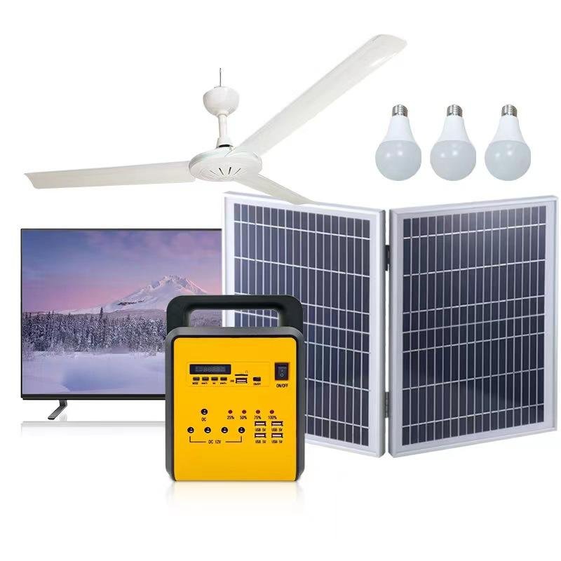 Maintenance-Free 3W DC Lighting Solar System Household Ceiling Fans with Plastic Bulb and Lead-Acid Battery