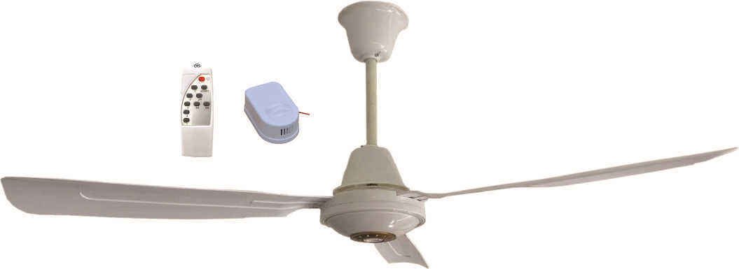 12V Solar DC Emergency Ceiling Fan 50-Inch Wide Voltage Remote Control Household DC Motor Battery Power Source Plastic Material
