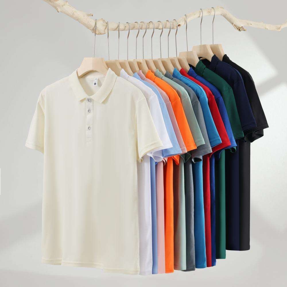 Men's High-Quality Golf Polo Shirt Breathable Quick-Dry Short Sleeve Casual Style Solid Color Knitted Print