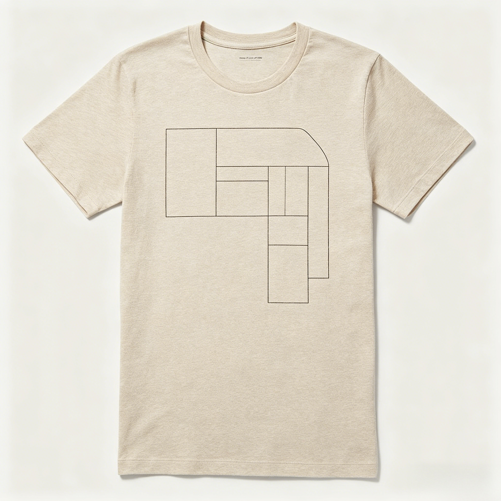 Wholesale 85% Cotton and 15% Linen Blend Fabric Short Sleeve Crew Neck T Shirt with Digital Printing Geometric Logo