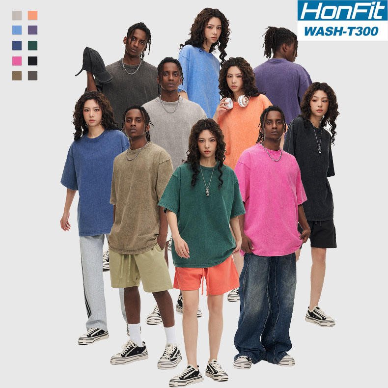 High Quality 100% Cotton Blank Custom Design Unisex Washed T-shirts Breathable Men and Women Washed T-shirt