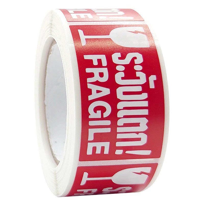 Fragile Label logo Printed Clear Fragile Plastic Bopp Packing Shipping Label Waterproof Stickers