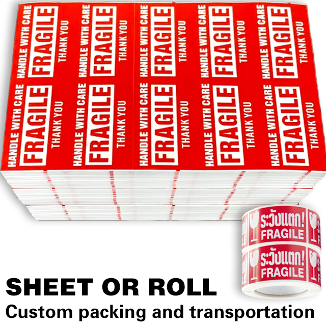 Cheap Manufacturers Wholesale Fragile Warning Label Glass Fragile Products Waterproof Express Transport Warning Sticker Roll