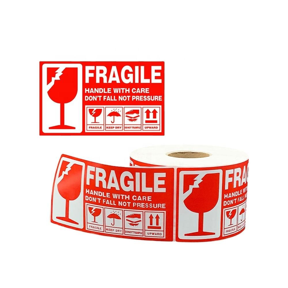 Custom Fragile Paper Barcode Stickers Self Adhesive Waterproof Round Shape Color Printing Packaging Label