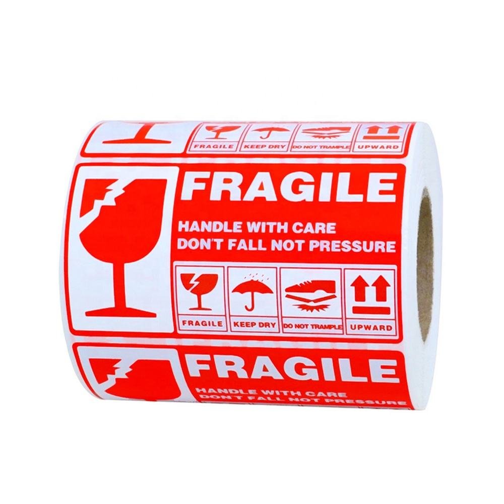 Custom Fragile Paper Barcode Stickers Self Adhesive Waterproof Round Shape Color Printing Packaging Label