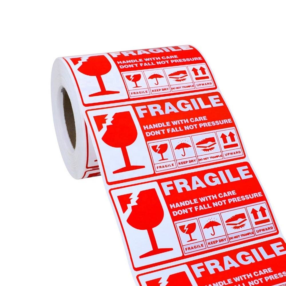 Custom Fragile Paper Barcode Stickers Self Adhesive Waterproof Round Shape Color Printing Packaging Label