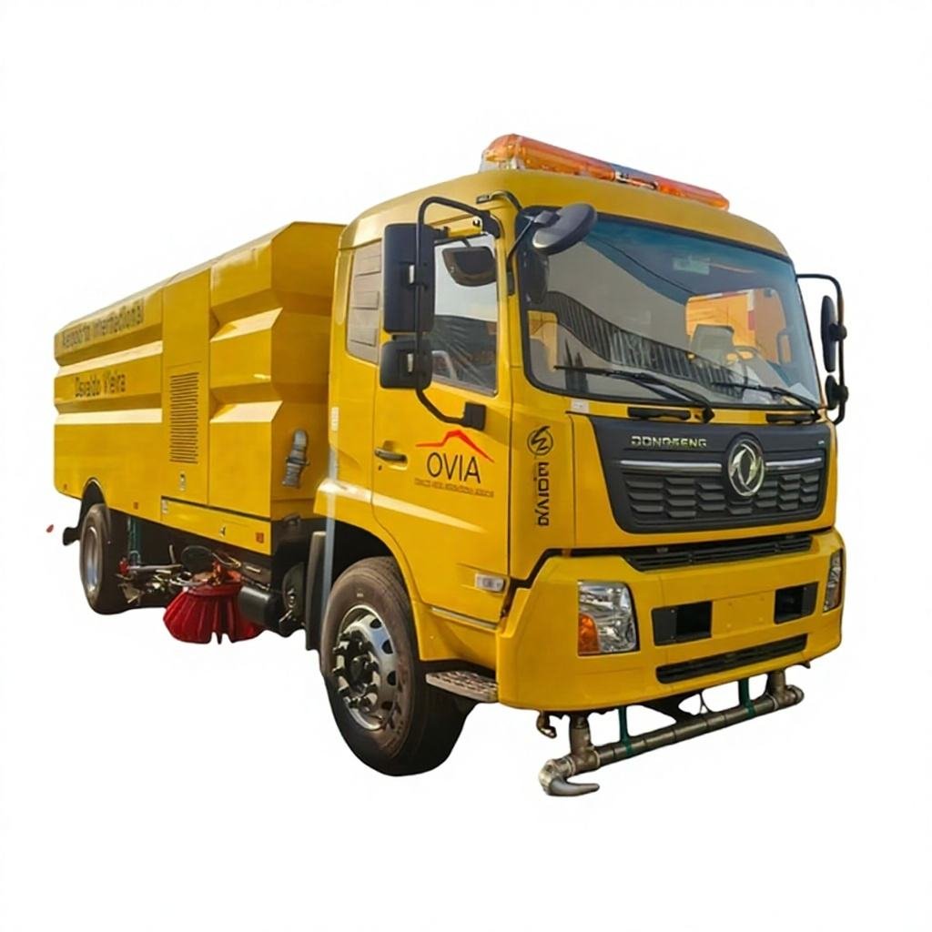 Dongfeng 4X2 Mechanical Cummins Engine 10m3 Motor Cleaning Street Sweeper Truck Front Flushing Rear Sprayer Carbon Steel Tank