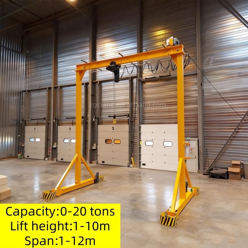 Universal 5 Ton 10 Ton 15 Ton Mobile 15m Span Electric Hoist Travelling Gantry Crane on the Tire