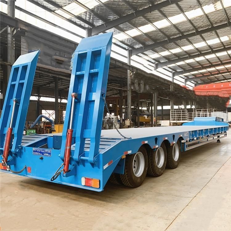 Lowbed Trailer 3 Axle Low Bed Loader 50 60 80 Ton Gooseneck Lowboy Semi Truck Trailer for Sale