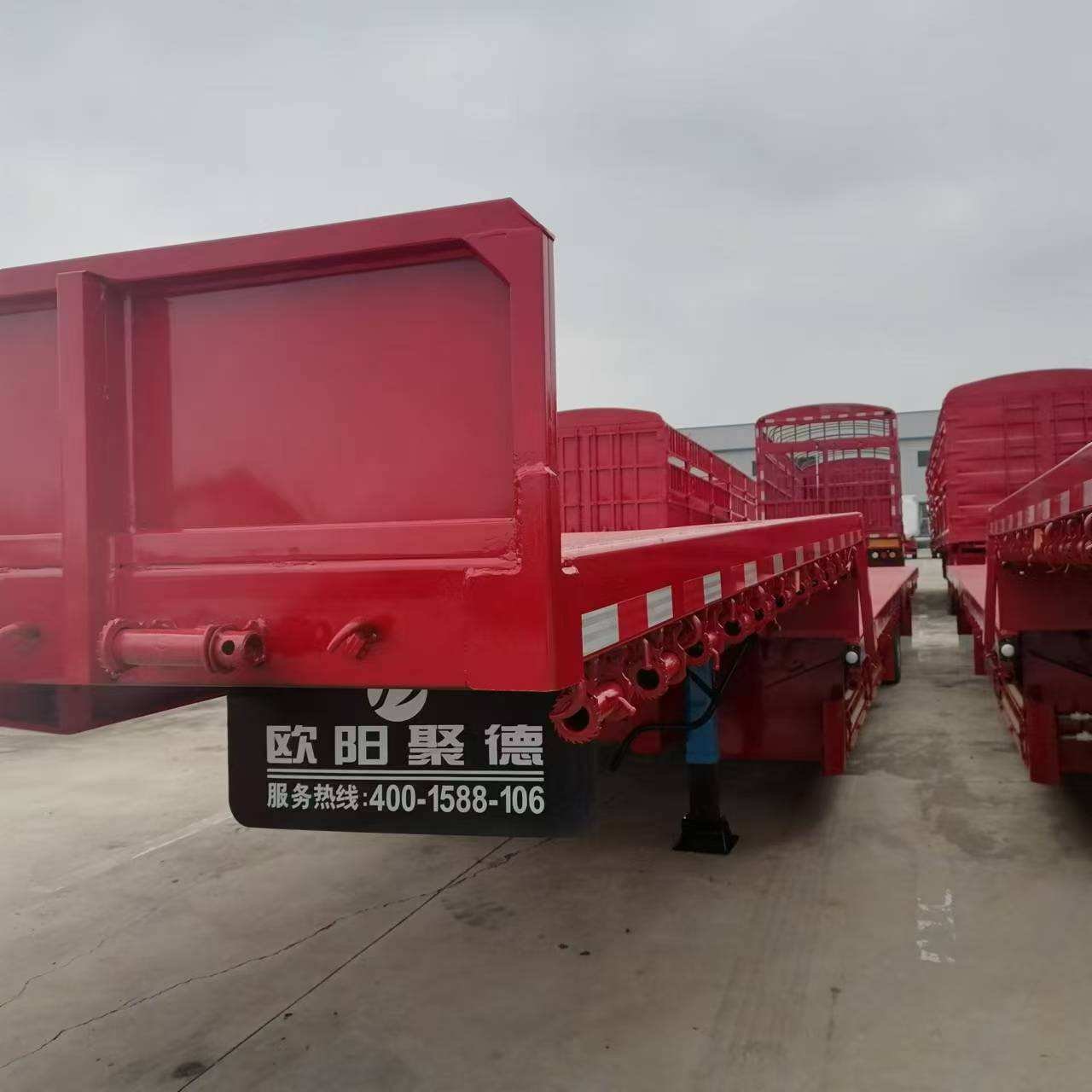 Factory Wholesale Customized 50 Ton and 80 Ton 3 Axles Low Flatbed Semi Truck Trailer Custom Commercial Truck Trailers