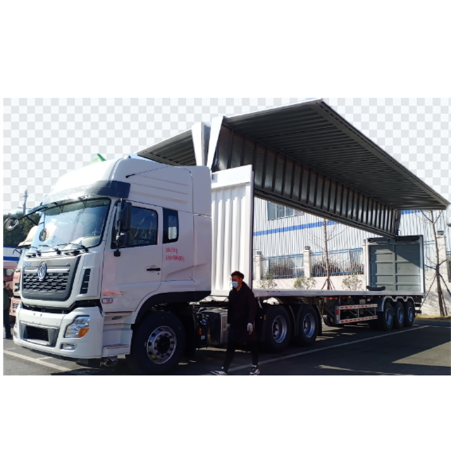 Customizable Carbon Steel Flying Wing Truck Trailer Semi-Trailer with Doors Open on Both Sides and Extended Wings Semi Trailer
