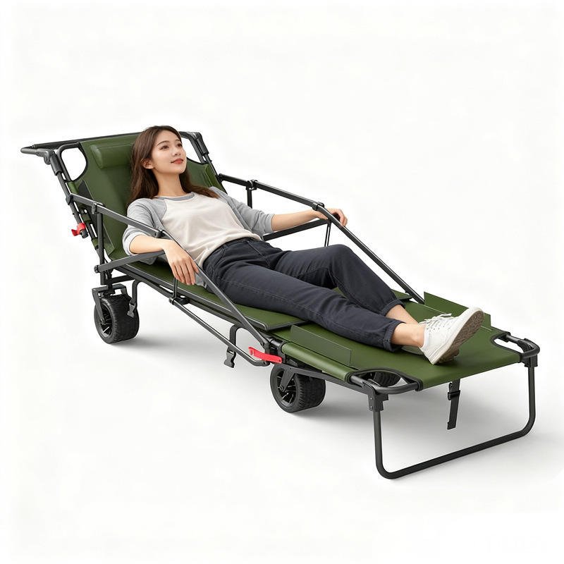 Outdoor Camping Cart 4-Wheel Off-Road Beach Reclining Recliner Small Folding Camping Trailer Shopping 200kg Load Folding Wagon