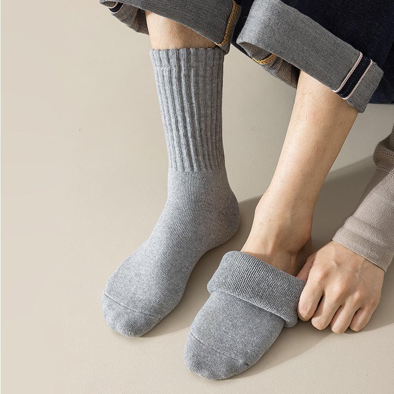 Wholesale Men's Thick Cotton Sport Socks Terry Cushion Athletic Socks for Basketball Breathable Anti-odor Mid-Calf Crew Socks