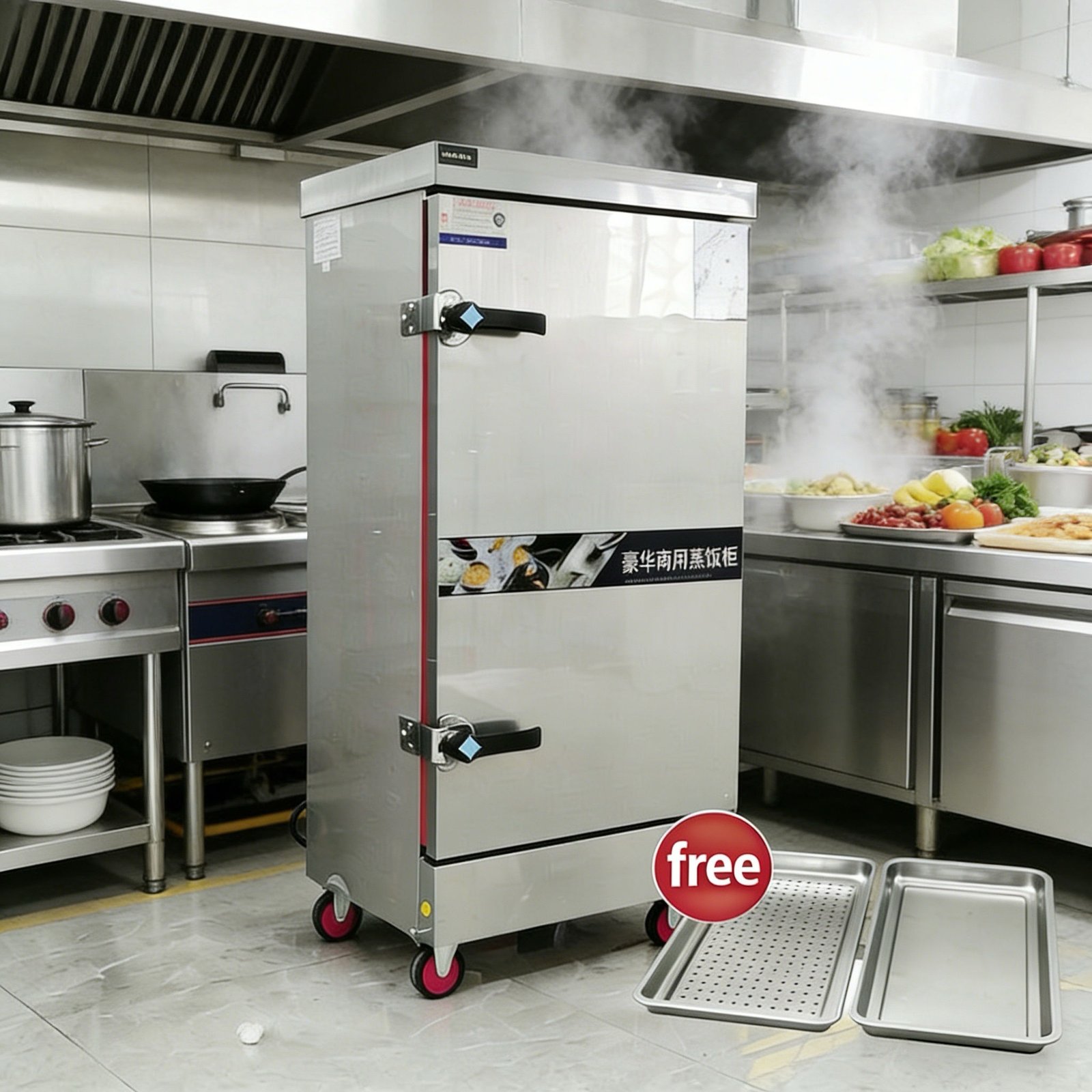 Commercial Electric Rice Steamer Cabinet Heat-resisting and Insulation Steam Rice 4-24 Layers Rice Steamer Machine