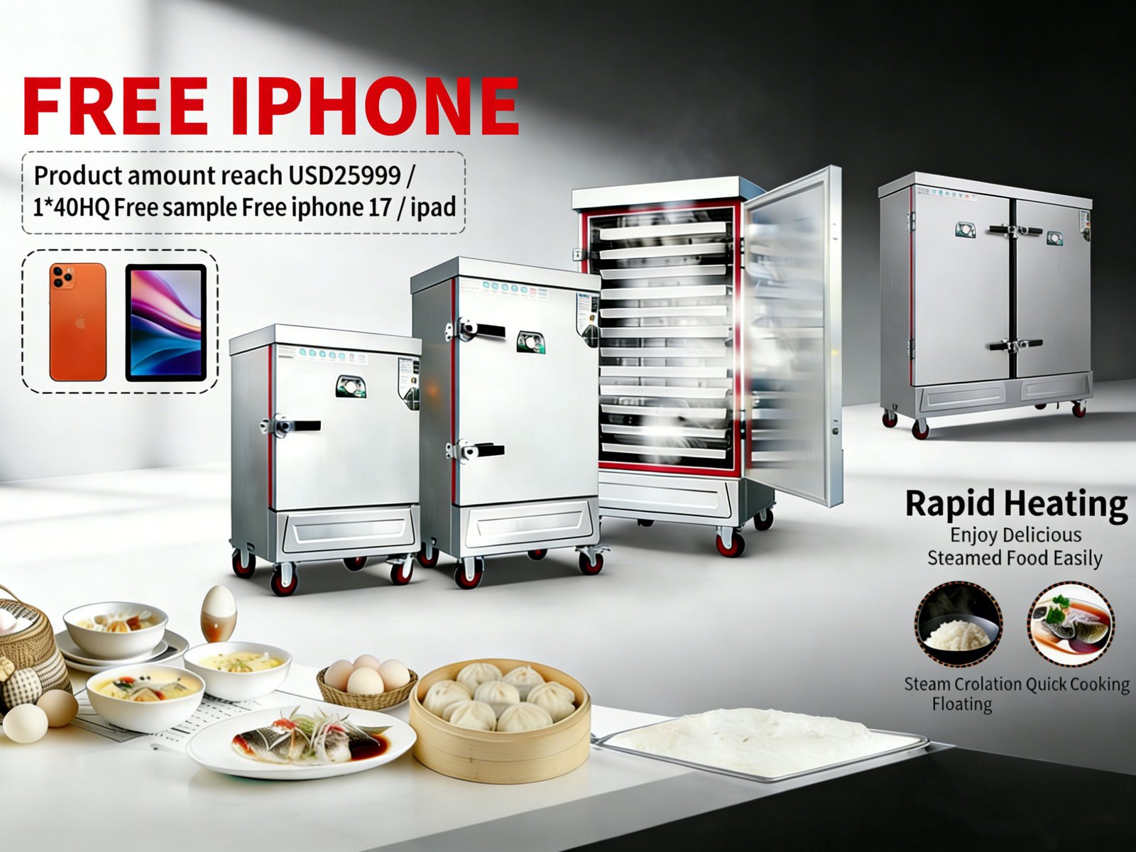 Commercial Electric Rice Steamer Cabinet Heat-resisting and Insulation Steam Rice 4-24 Layers Rice Steamer Machine