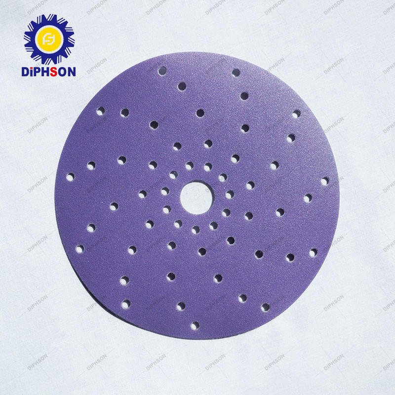 Purple Circular Porous Ceramic Hook and Loop Sanding Disc Sand Cloth Coated Abrasive Aluminium Oxide Sandpaper