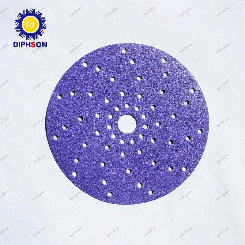 Purple Circular Porous Ceramic Hook and Loop Sanding Disc Sand Cloth Coated Abrasive Aluminium Oxide Sandpaper