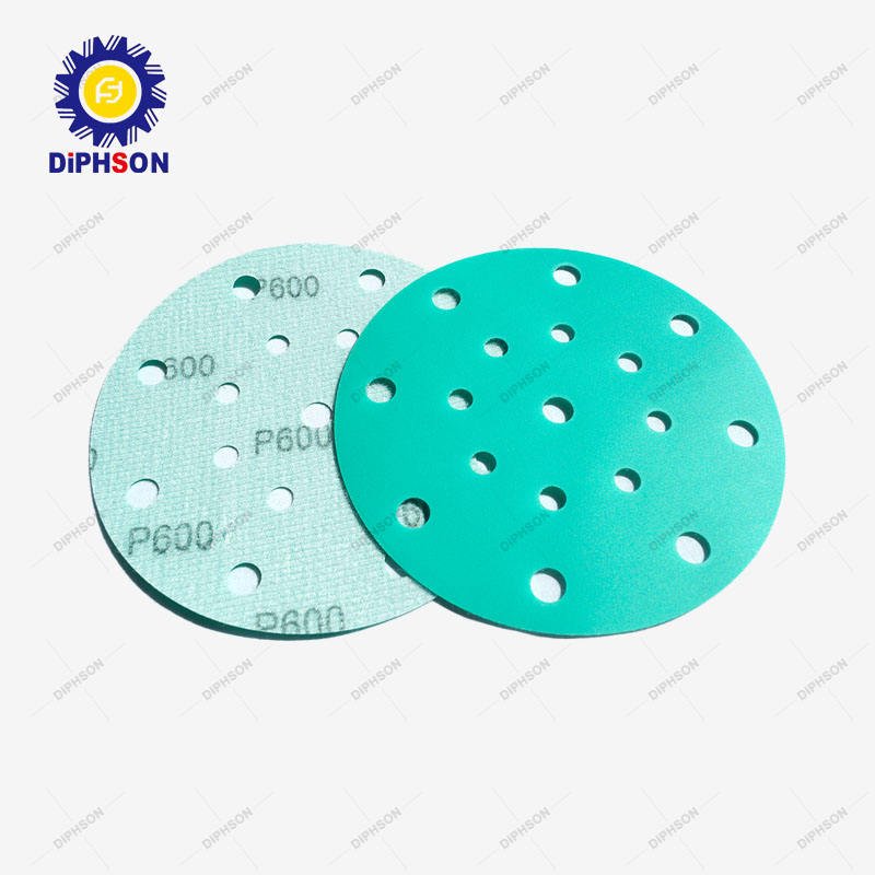 Green Film and Flock Sanding Disc 150MM 17 Holes Velcro Disc Sandpaper Disc for Furniture Polishing