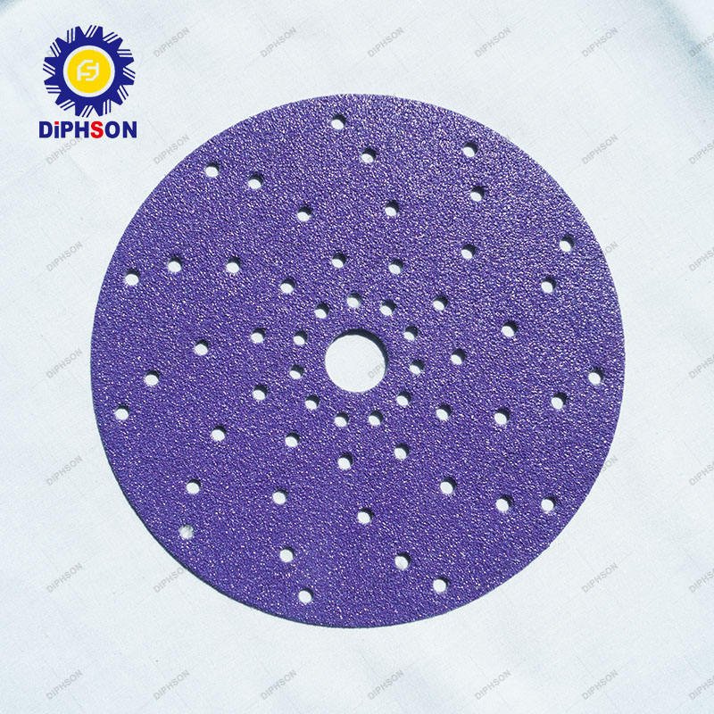 Purple Circular Porous Size Hook Loop Sanding Disc Sand Cloth Coated Abrasive Aluminium Oxide Sandpaper