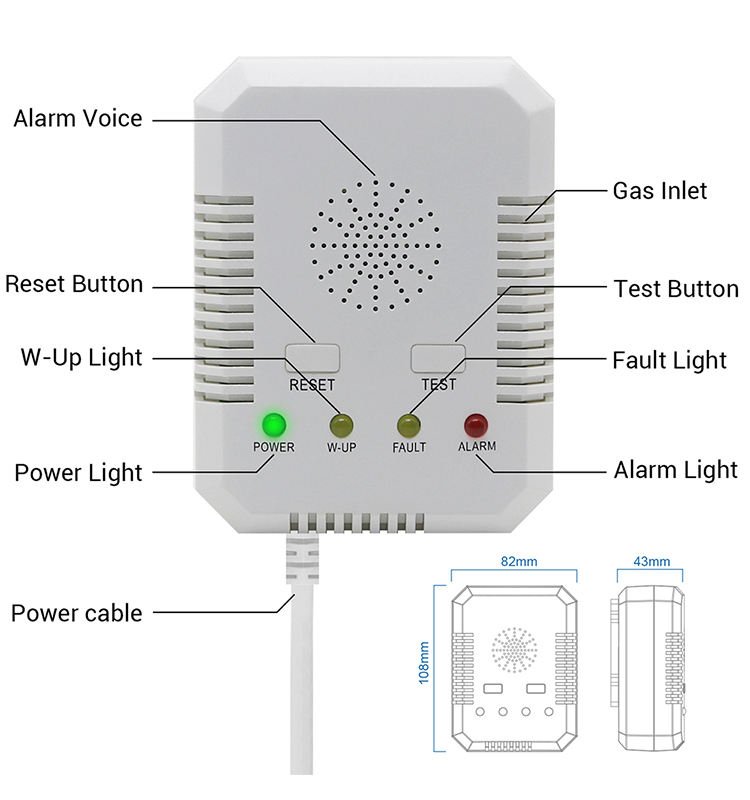 Bosean New Design Household lpg Leak Detector Home Gas Alarm Detector