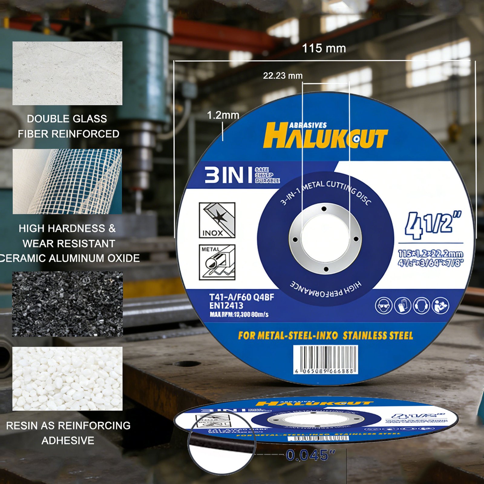 OEM T41115mmx1.0mm 4.5 Inch Industrial Stainless Steel Aluminum Cutting Disc Wheel Abrasive Tools For Metal Angle Grinder