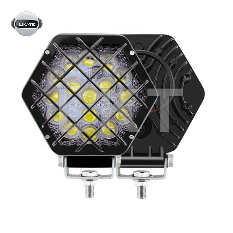 KLT 7inch 63w Round Heavy 24v High Power Black LED Spot Beam Work Light Car Accessories for Off Road Car J-eep