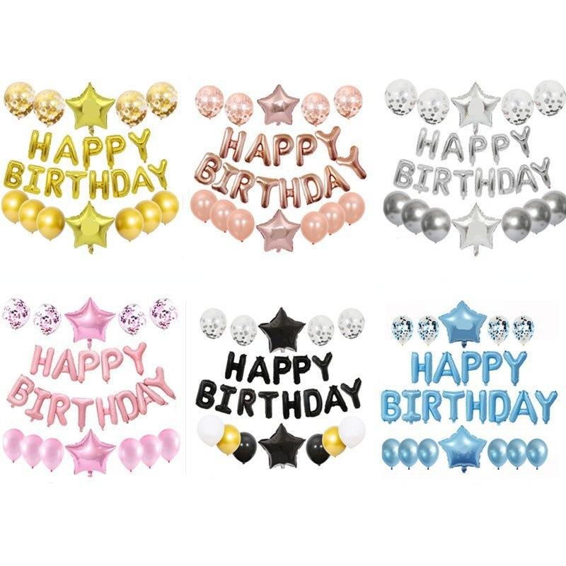 Happy Birthday Party Balloons Decoration Set Festive Party Decoration Latex Aluminum Foil Balloon